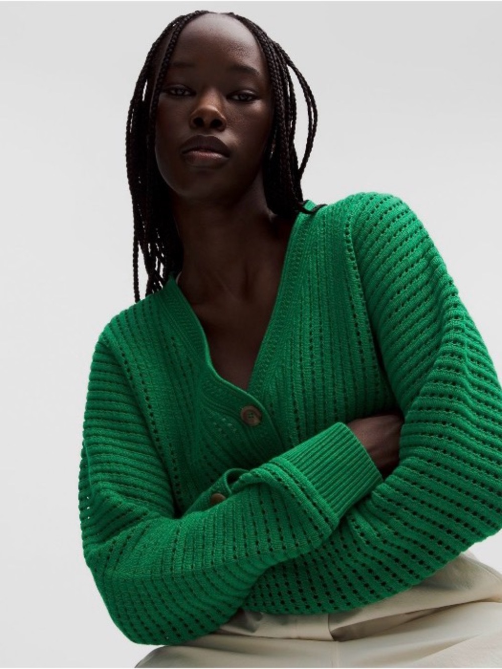lululemon athletica Emerald Openwork V‑Neck Cardigan